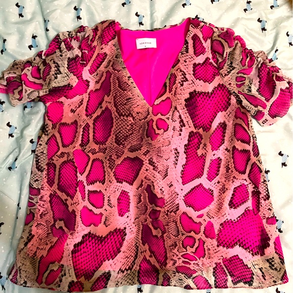 Adrienne Tops - Neon Pink Snakeskin Blouse